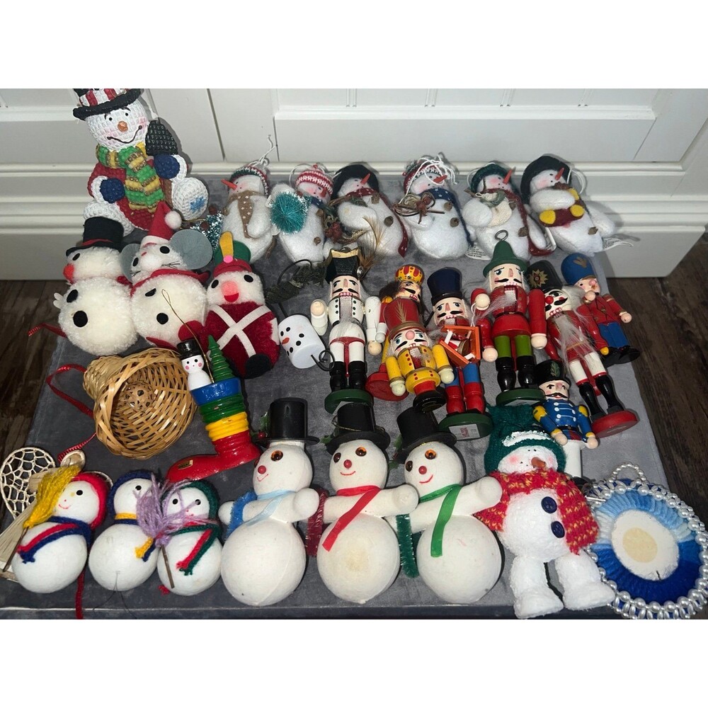 Vintage Christmas Snowman Nutcracker Decor, Huge Retro Holiday Display lot